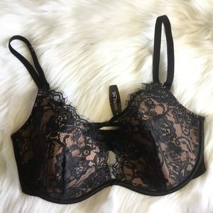 NWT ADORE ME ‘Meeni’ Contour Lace Strappy Plunge Bra Black - 34DDD